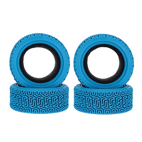 LAFEINA 1/10 RC Car Racing Flat Run Sponge Insert Rubber Tyres 68mm Tires for 1:10 RC On Road Car Traxxas Tamiya HSP HPI Kyosho RC Rally Car (Blue)