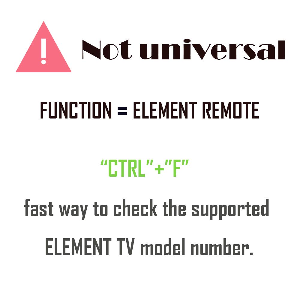 Replacement TV Remote Control for Element tv ELEFW247 ELEFW328 ELEFW248 ELEFW195 ELEFW505 ELEFW504 ELEFT506 ELEFT326 ELEFT407 ELEFW581 ELEFT222 ELEFT426 with GP Alkaline 2 pcs Batteries