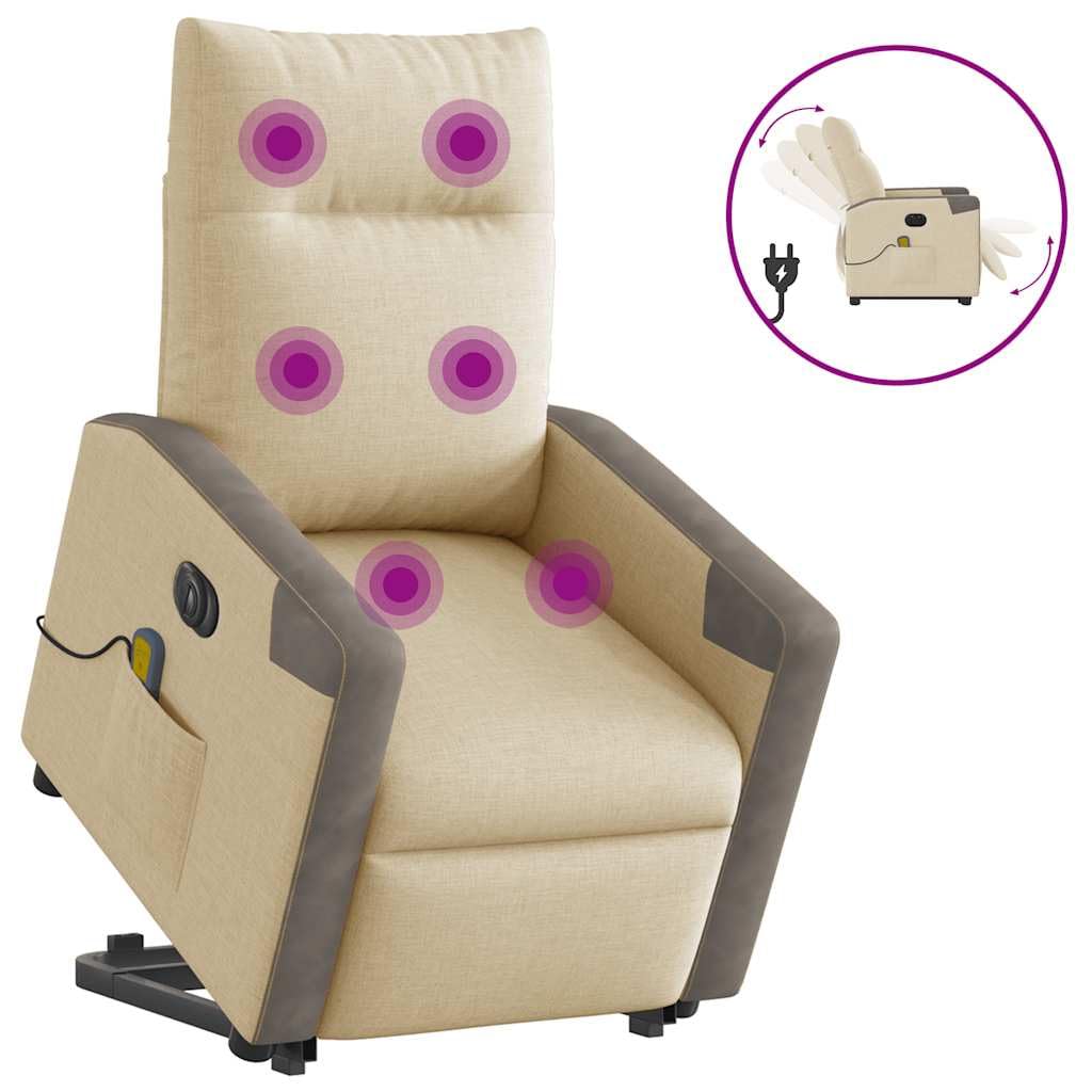 Refined Sillón de Masaje eléctrico reclinable elevable Tela Crema