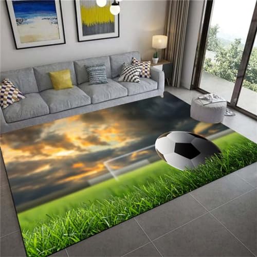 Alfombra de pelo corto antideslizante lavable para habitación de niño con diseño futbolístico gamer 2