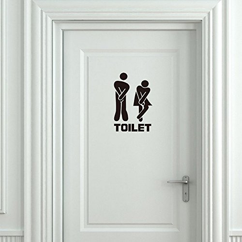 2PCS Toilet Decal For Home Décor Accents , PVC Cute Man Woman Washroom WC Sticker With Wall Stickers Murals , DIY Removable Art Wallpaper For Kids Living Room Bedroom Bathroom Office Home Decoration