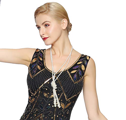 Radtengle 1920s Faux Long Pearl Necklace Costume Jewelry Flapper Beads Cluster Pearl Necklace Gatsby Accessories for Women