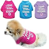 PETCARE 3 Pack Small Dog Shirts Girl Puppy Clothes Cat T Shirt Soft Cotton Short Sleeve Tee Shirts for Small Dogs Girls Chihuahua Yorkie Shih Tzu Pomeranian Thanksgiving Valentines Outfits