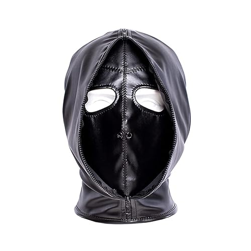 Full Face Double Layer Headgear - Zipper Restraint Head Hood Leather Bondage Masks BDSM Fetish Breathable Hood