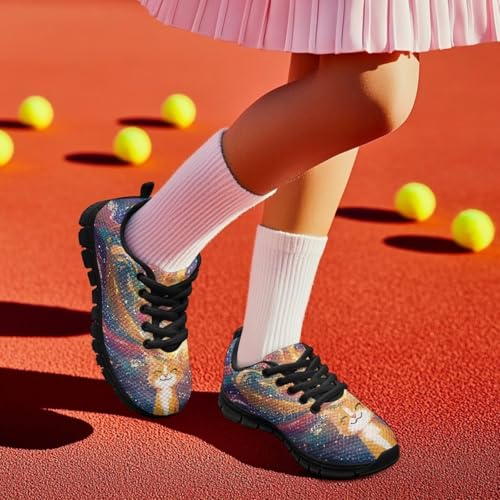 Cartoon Animal Kids Tennis Shoes Girls Lightweight Athletic Sneakers Outdoor Lace Up Sports Running Shoe for Little Kid Size11-13/ Big Kids Size1-53