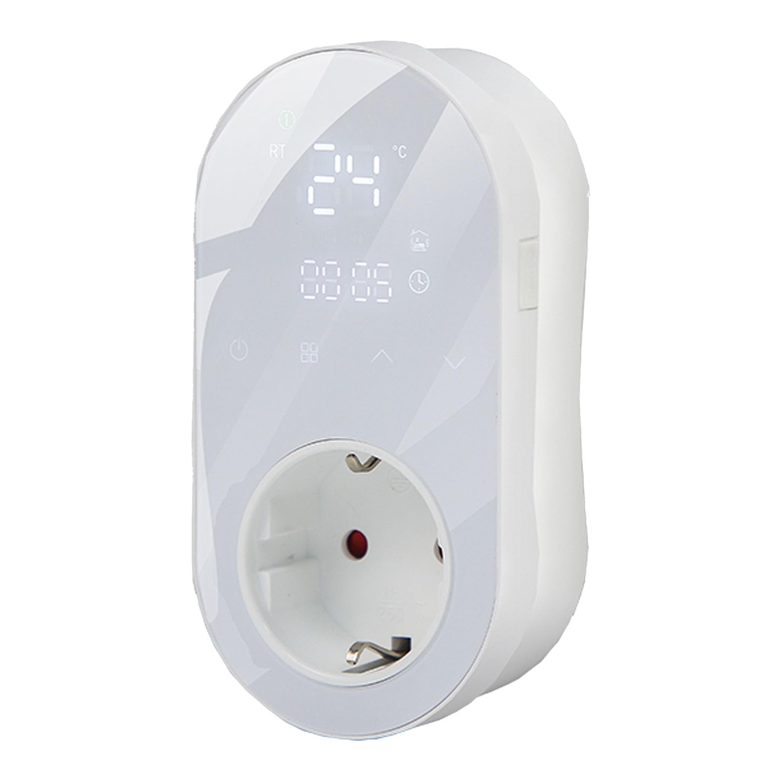 Marhynchus Plug-in-Thermostat, WiFi, Digitaler Thermostat, Steckdose, ABS, 16 A, 41 Bis 194 Fahrenheit, APP, Sprachsteuerung, Programmierbarer Timer, LED-Touch-Display für die Heimheizung (White)