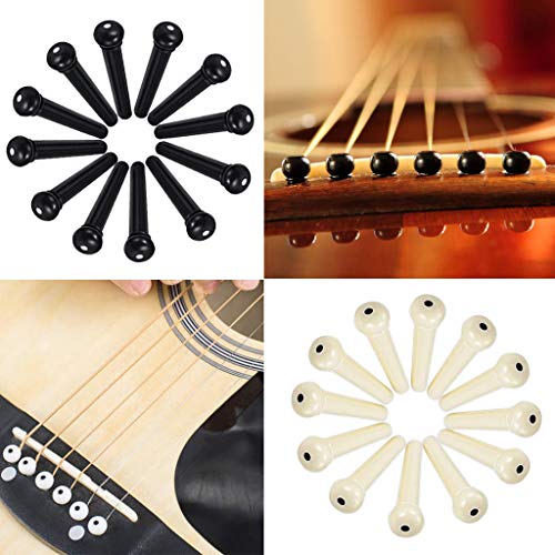 MOREYES Acoustic Guitar Strings Tuner Bridge Pins Guitar Saddle Nut and Pin Puller Strings Winder Stings Clipper 3 in 1 Tool (Ivory & Black)