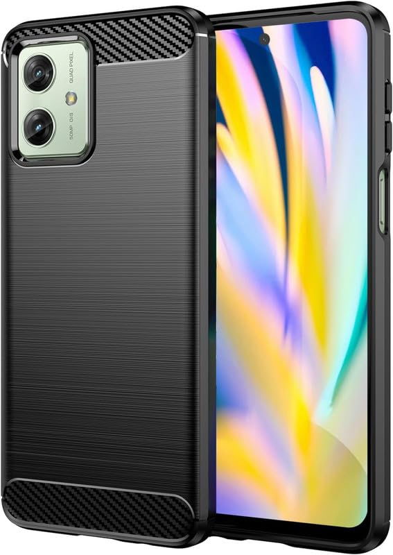 Image of NPRC Hybrid Ultra Slim Protective Case TPU Non-Slip Carbon Fiber Texture Shockproof Case Cover for Moto G54 - Black
