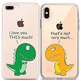 Lex Altern Couple Cases Compatible with iPhone 12 Pro Max 11 Mini SE Xr Xs 8 Plus 7 6 Funny Clear Matching Lightweight Cute Protective Dinosaur Slim I Love You This Much T-Rex Cover Animal Boyfriend