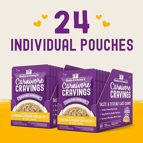 Stella & Chewy's Carnivore Cravings Wet Cat Food - Premium Pouches - Grain Free, High Protein Chicken & Chicken Liver - Perfect For Pickey Eaters - Complete Meal or Topper (2.8 oz, 24 Pack) - image 6
