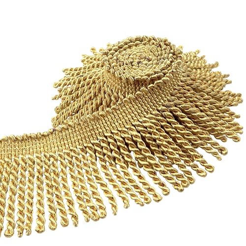 ZNZAKKA Gold Fringe Trim 3 Inches Curtain Bullion Fringe Trim
