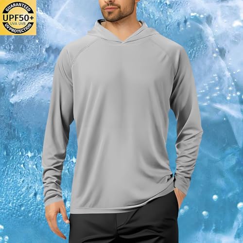 Mens Sun Protection Hoodie UPF 50+ UV SPF Long Sleeve Sun Shirts Outdoor Lightweight Fishing Hiking Shirts Rash Guard2