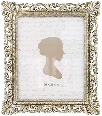 Sunlit Large Vintage Picture Frame 8x10 Inch, Large Antique Photo Frames with Glass Front, Ornate Photo Display, Tabletop Wall Hanging, Gift Ideas, 20x25 cm