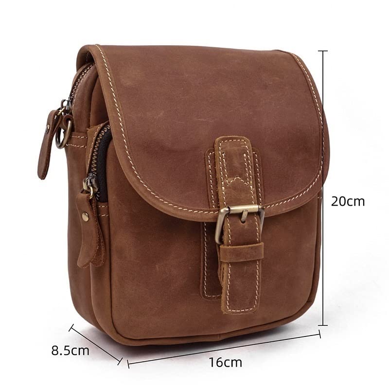 Shoulder Bag,Men's Genuine Leather Shoulder Bag Messenger Briefcase Crossbody Handbag Satchel Travel Bag (Color : Brown-A, Size : 16 * 8.5 * 20cm)4