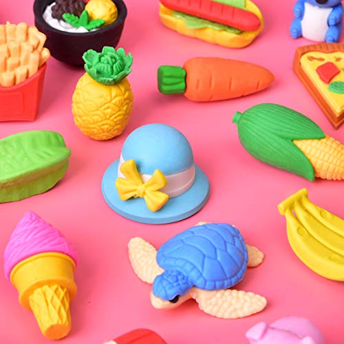 Fun Little Toys 60 Pcs Fun Erasers For Kids Japanese Mini Novelty Food Erasers Bulk Tiny Take Apart Puzzle Erasers Valentines Day Gifts For Kids Desk Pet Accessories Classroom Prizes Treasure Box #TOP2