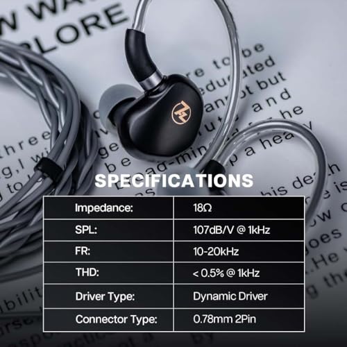 Image of Concept Kart 7HZ G1 in-Ear Monitor Wired Earphone, 10mm Dual-Magnetic Dynamic Driver, DLC Diaphragm with N52 Magnets, Gaming IEM with Detachable Oxygen Free Cable 3.5mm Plug (Black, Without Mic)