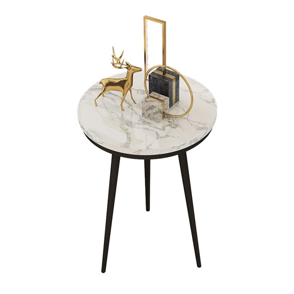 Table basse ronde en marbre nordique salon table d'appoint d'angle noire