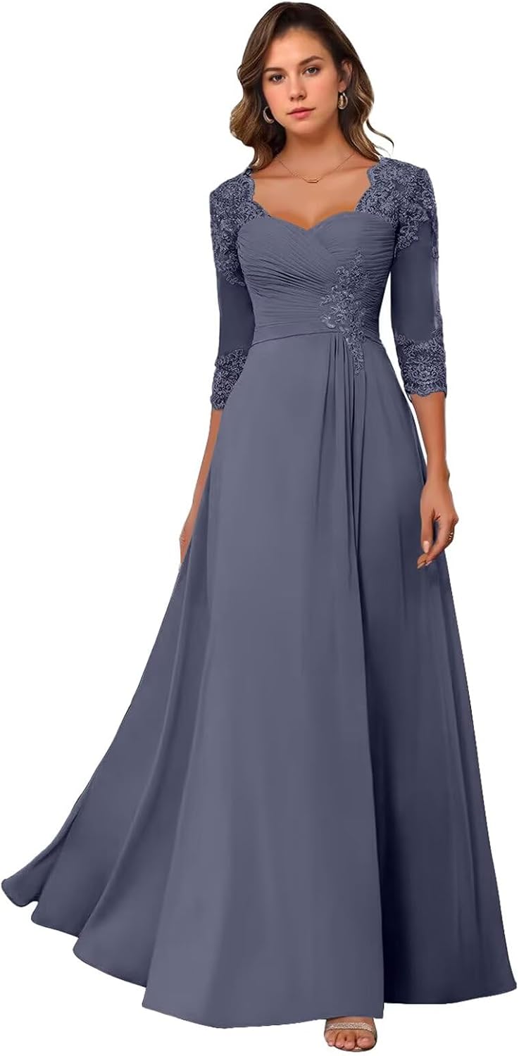 A Line Long Mother of The Bride Dresses Lace Applique Mother of The Groom Dresses for Women Chiffon Wedding Guest Gowns - Image 6