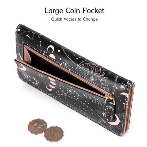 Image of Ultra Slim Thin Leather Women Wallet Rfid Blocking Credit Card Holder Bifold Clutch (Zodiac Signs)
