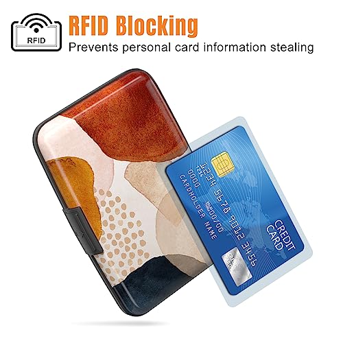 Image of Rimilak Aluminuml Credit Card Holder, Mini Credit Card Wallet RFID Blocking Slim Metal Hard Case for Women Men, Abstract Marble