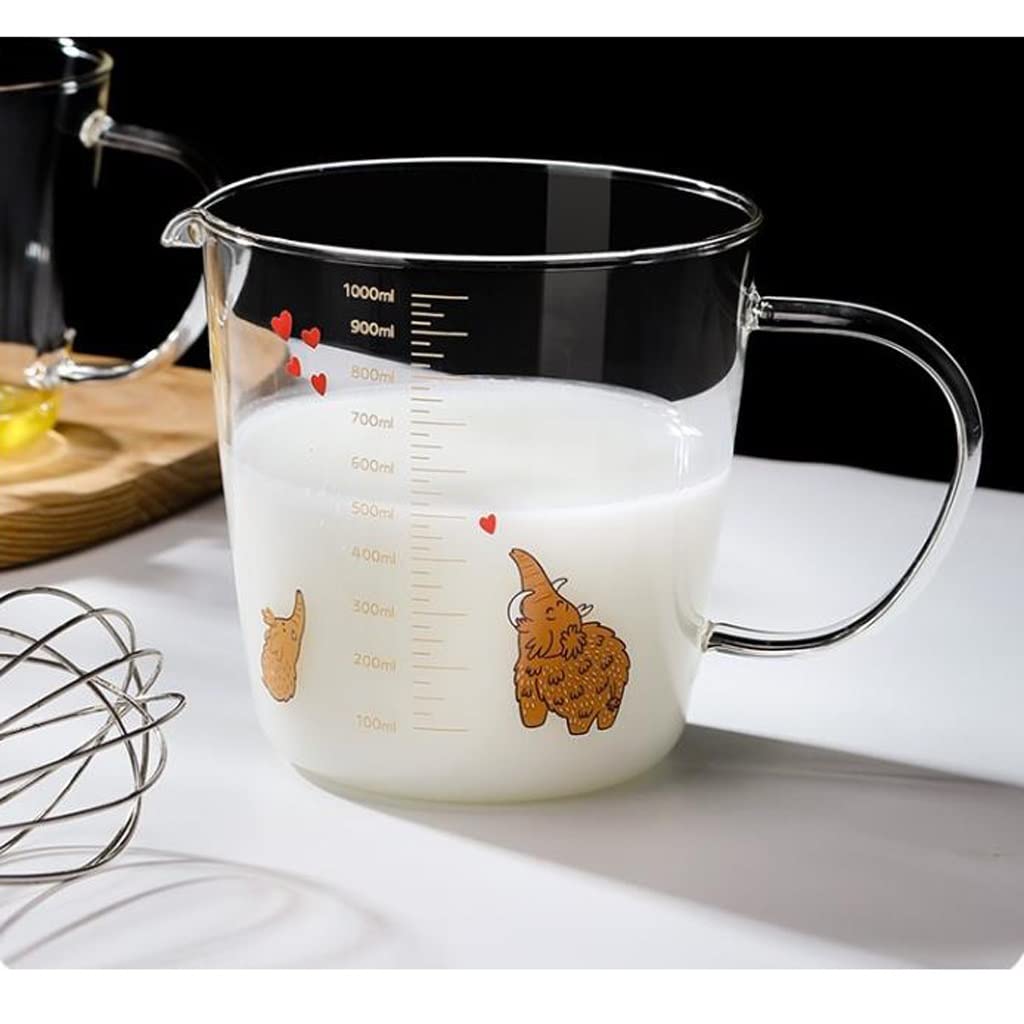 Tazas medidoras de Vidrio con Tazas graduadas for Uso doméstico Grado alimenticio Resistente a Altas temperaturas Tazas de Leche de Gran Capacidad for Hornear en la Cocina hueveras batidas