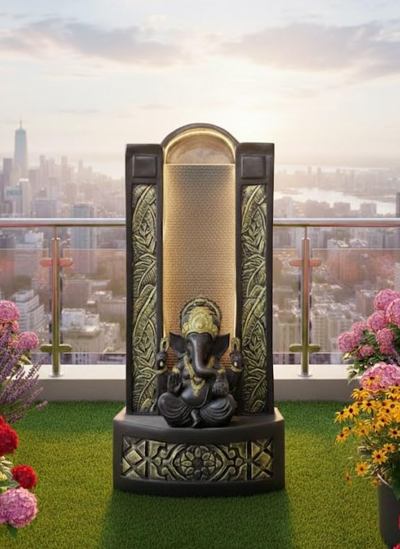 Image of Slate Ganesha Water Fountain 4 FT | for Home, Office, Garden| Water Fountain| Home Decoration Item | Housearming Gifts (Brown) |4 FEET