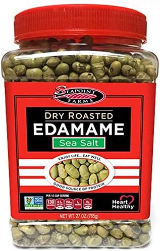 Seapoint Farms Dry Roasted Edamame, Sea Salt, Vegan, Gluten-Free, Kosher, and Non-GMO, Crunchy Snack for Healthy Snacking, 27oz. Jar
