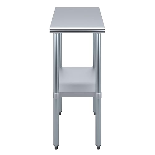 Miniatura 2 de AmGood Mesa de trabajo de acero inoxidable con estante inferior  Preparación de alimentos NSF  Estación de trabajo utilitaria  (15 pulgadas de largo
