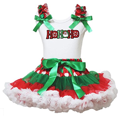 Vestido Santa HoHoHo de Navidad para niña con falda de lunares