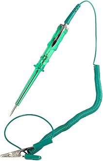 Circuit Tester, Auto Car Vehicle DC 6V 12V 24V Circuit Tester Electric Circuit Test Pen Pencil with Coil Cable & Test Light Bulb(Green) test light blade tester