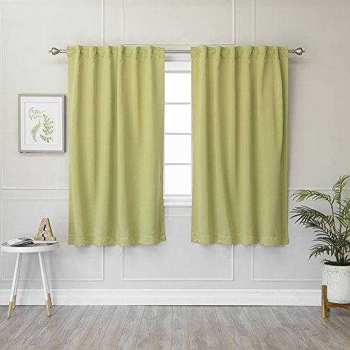 Best Home Fashion Premium Blackout Curtain Panels - Solid Thermal Insulated Window Treatment Blackout for Bedroom - Back Tab & Rod Pocket – Sage - 52