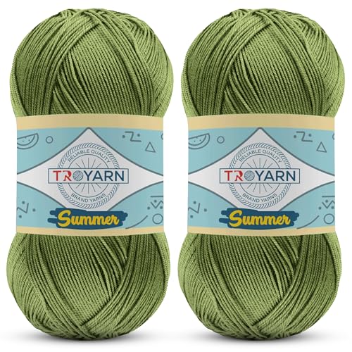 Image of Yarn for Crocheting & Knitting - 2 Skeins (2x383 Yds) (105210 - Apple Green) Crochet Yarn - 100% Microfiber Acrylic Yarn - Knitting Yarn for Craft Projects