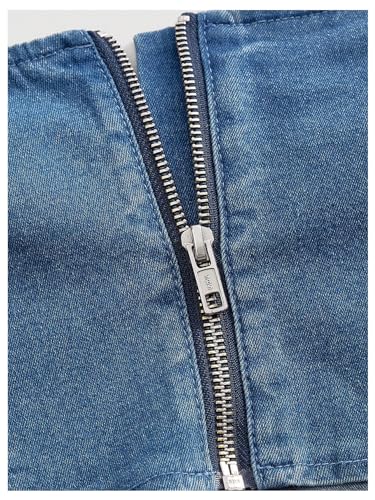 SweatyRocks Women's Crisscross Tie Neck Sleeveless Halter Fitted Ruched Denim Tank Top4