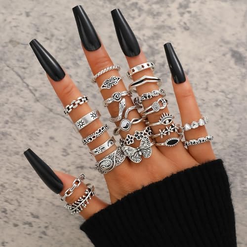 Image of YEEZII Gold Knuckle Ring Set for Women, Boho Stackable Finger Midi Rings