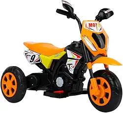 Moto Elétrica Infantil Laranja Farol Led Acelerador Pedal Ré