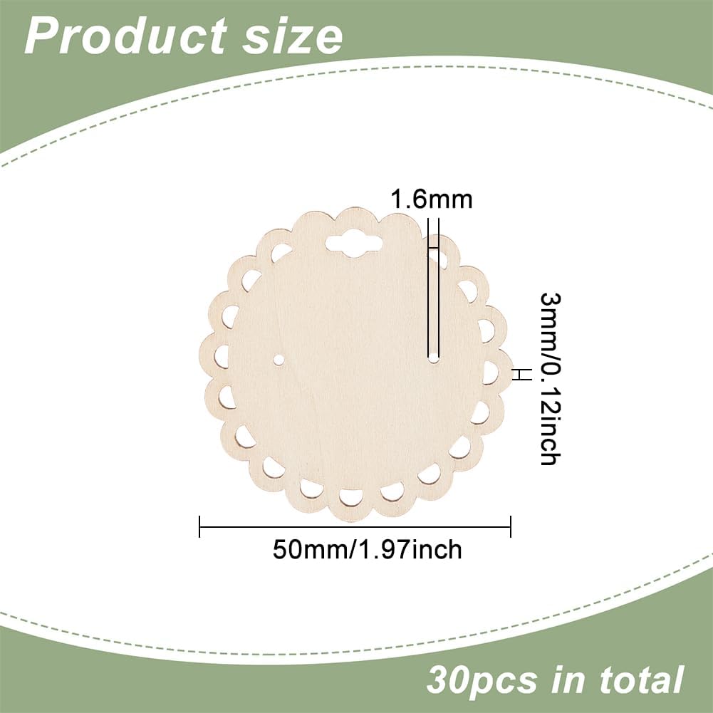FINGERINSPIRE 30 pcs Wooden Earring Display Cards with Hanging Hole Flower Shape 2 Holes Ear Studs Holder Cards Blank Jewelry Tags for DIY Ear Stud and Earring, Jewelry Displays for Retail Counter