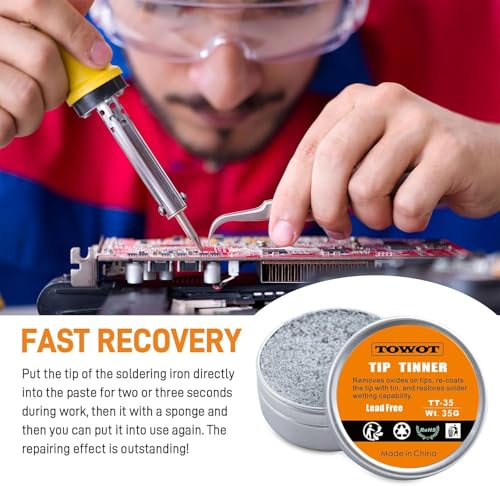 Image of TOWOT Tip Tinner For Electronics Soldering, Iron Tip and Re-Tinning Solution,35g