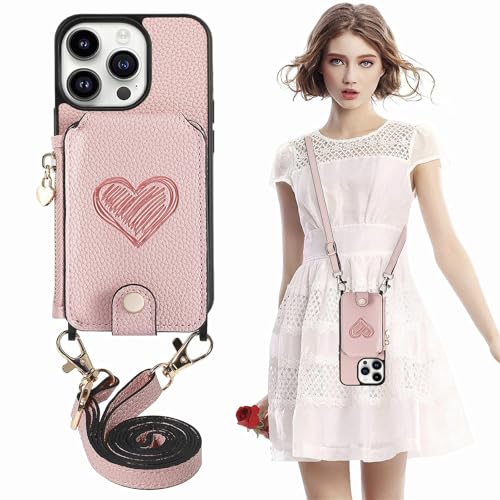 Coque portefeuille iPhone 15 Pro rose pour éviter les rayures d'écran - 7