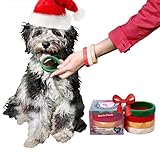Sweet Paws Puppy Teething Rings - 4 Pack, Bracelet Food Grade Silicone Chew Toys for Small Dogs-Medium Dog, Puppy Nipping Solution Toys, Chew Toys for Puppies 0-6 Months - Santa Paws