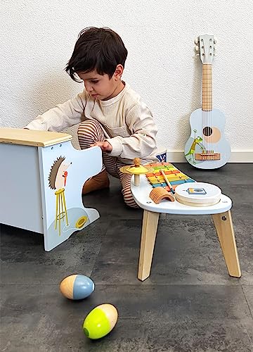 Image of small foot Groovy Beats 12255 Wooden Music Table with Cymbal, Xylophone, Ratchet and Drum 3+ Years