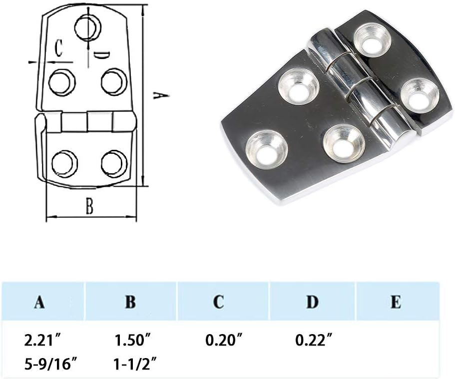 Thorn Boat Shortside Door Hinges Heavy Duty Marine Grade 316 Stainless Steel 1-1/2" x 2-1/4" Pair of 2 : Sports & Outdoors