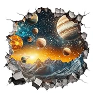 Space Stickers for Wall, Personalized Wall Decal for Kids Room Decor, Solar System Wall Stickers, Boys Wall Stickers, Easy to Apply Space Poster, 57.4CM x 58.8CM