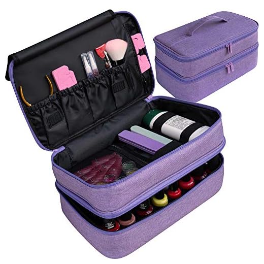 ButterFox Large Nail Polish Storage Organizer Holder Carrying Case Bag, Fits 40-55 Bottles (0.5 fl oz - 0.3 fl oz), Pockets for Manicure Accessories (Purple)