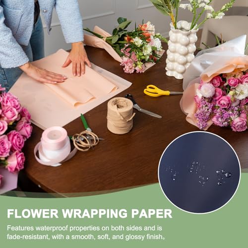 Papier fleuriste imperméable bleu et doré pour bouquet de fleurs
