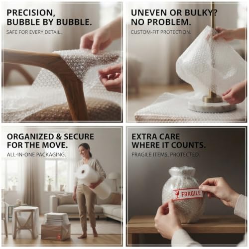 Image of Glaze Protective Bubble Wrap Roll | Air Cushion Packaging Material for Glassware, Electronics, Crockery & Fragile Products | Lightweight & Durable (5 Meter)