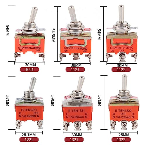Interrupteur à bascule E-TEN1121 tripolar 15A 250VAC inverseur 3 plots pour circuit
