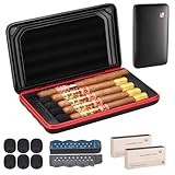 Portable Cigar Humidor Case, Magnetic Closure, Airtight Two-Way Humidity Control (69% RH) Ultra-Light Travel Cigar Box, Crushproof and Waterproof, Replaceable Humidifier Disc, Holds up to 5 Cigars