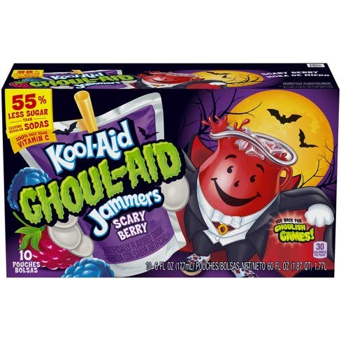 Kool-Aid Ghoul-Aid Jammers Scary Berry | Ready-To-Drink Soft Flavored Drink Pouches For Kids, 10 Ct - Pouches, 60.0 Fl Oz Box #TOP24