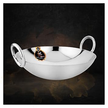 Being One Stainless Steel Heavy Gauge Hammered Finish Kadhai Heavy Quality Round Bottom/Deep Kadhai (Kadhai Without Lid, Thickness-3mm) (30 cm)