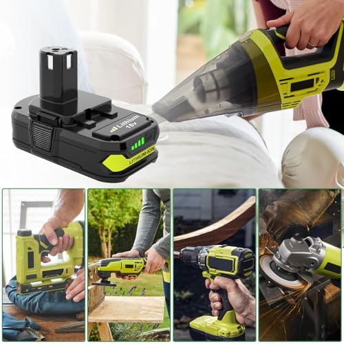 Image of Reoben 2PACK 3.6Ah Lithium Battery Replacement for Ryobi 18V Battery Compatible with Ryobi Battery 18 Volt P102 P103 P104 P107 P108 P109 Cordless Power Tools(Green-2P)